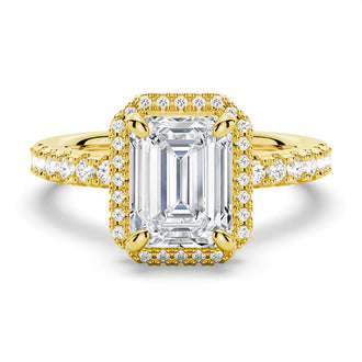 Halo Pavé Emerald Cut Engagement Ring - MSBLUE Jewelry