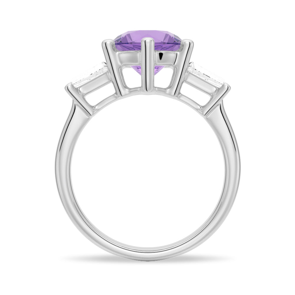 1 CT. Natural Amethyst Three Stone Ring  [Ships within 24 hrs]