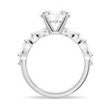 3 CT. Unique Round Cut Engagement Ring With Marquise Accents