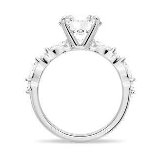 Unique Round Cut Engagement Ring With Marquise Accents - MSBLUE Jewelry