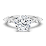3 CT. Unique Round Cut Engagement Ring With Marquise Accents