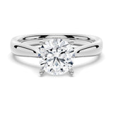 Classic Solitaire Round Moissanite Ring With Tapered Band