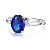 2 CT. Perfect Fit Three Stone Oval Lab Grown Sapphire Ring