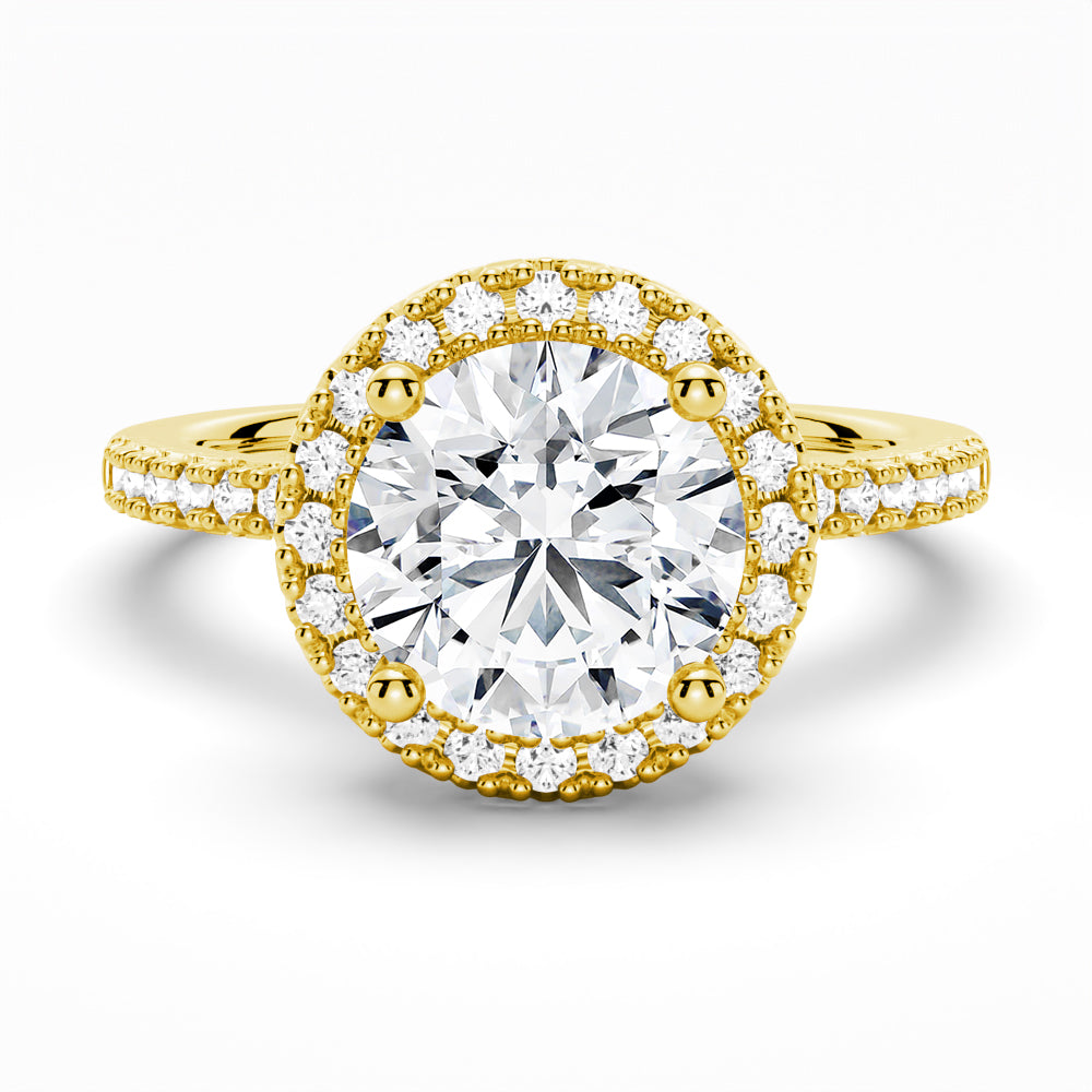 3 CT. Four-Prong Halo Moissanite Engagement Ring