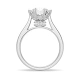 Heart Claw Side Stone Moissanite Engagement Ring With Hidden Accents