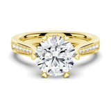 3 CT. Heart Claw Side Stone Moissanite Engagement Ring With Hidden Accents