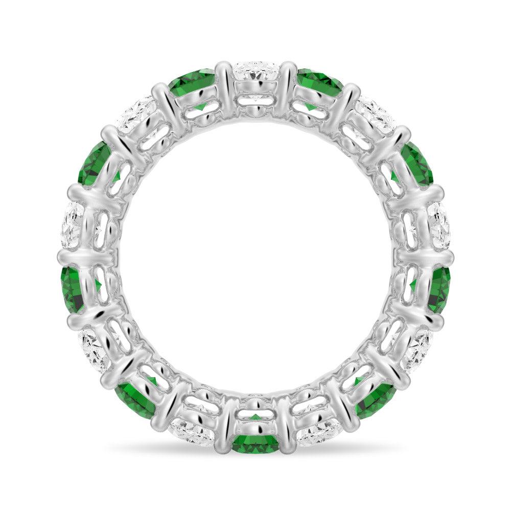 6.6 CT. Lab Grown White Sapphire with Green Gemstone Band - MSBLUE Jewelry