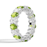 6.6 CT. Lab Grown White Sapphire with Green Gemstone Band