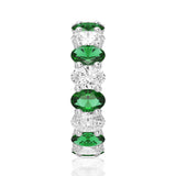 6.6 CT. Lab Grown White Sapphire with Green Gemstone Band
