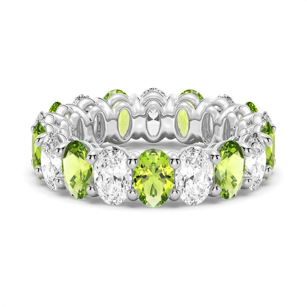 6.6 CT. Lab Grown White Sapphire with Green Gemstone Band - MSBLUE Jewelry