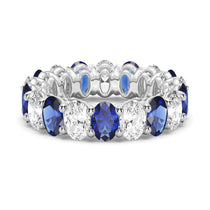 6.6 CT. Lab Grown White Sapphire with Sapphire Gemstone Band - MSBLUE Jewelry