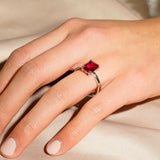 5 CT. Petite Double Prong Ruby Comfort Fit Ring [Ships within 24 hrs]