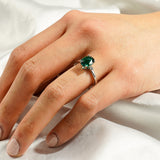 2 CT. Perfect Fit Three Stone Oval Lab Grown Emerald Ring