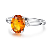 2 CT. Perfect Fit Three Stone Oval Lab Grown Citrine Ring