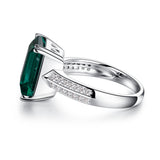 7.5 CT. Double Band Side Stone Lab Grown Emerald Gemstone Ring