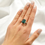 7.5 CT. Double Band Side Stone Lab Grown Emerald Gemstone Ring