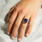 7.5 CT. Three Stone Emerald Cut Lab Grown Sapphire Ring