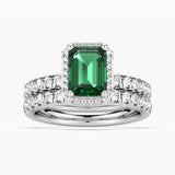 2 CT. Lab Grown Emerald Ring Set with Matching Wedding Band