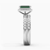 2 CT. Lab Grown Emerald Ring Set with Matching Wedding Band