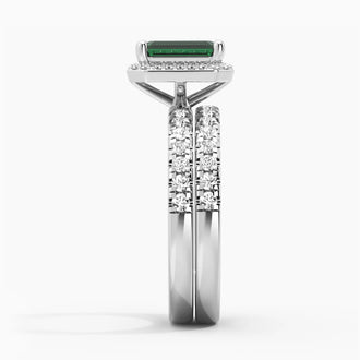 2 CT. Lab Grown Emerald Ring Set with Matching Wedding Band