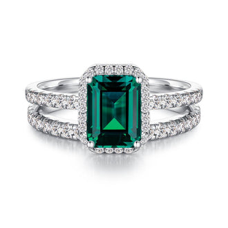 2 CT. Lab Grown Emerald Ring Bridal Set In Sterling Silver - MSBLUE Jewelry