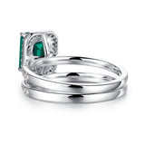2 CT. Lab Grown Emerald Ring Bridal Set In Sterling Silver