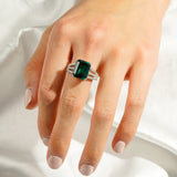 7.5 CT. Three Split Band Emerald Gemstone Ring