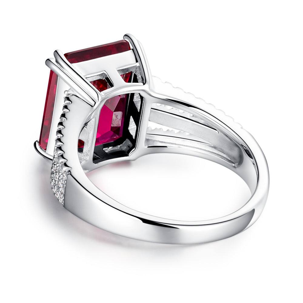 7.5 CT. Lab Grown Ruby Gemstone Ring With Three Split-Bands