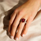 7.5 CT. Lab Grown Ruby Gemstone Ring With Three Split-Bands