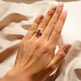 2 CT. Unique Design Three Stone Lab Grown Ruby Gemstone Ring