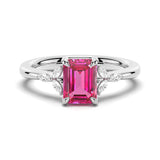 2 CT. Petite Emerald Cut Lab Grown Ruby Gemstone Ring