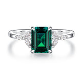2 CT. Petite Emerald Cut Lab Grown Emerald Gemstone Ring