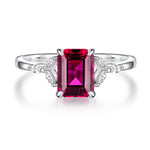 2 CT. Petite Emerald Cut Lab Grown Ruby Gemstone Ring - MSBLUE Jewelry