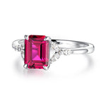 2 CT. Petite Emerald Cut Lab Grown Ruby Gemstone Ring - MSBLUE Jewelry