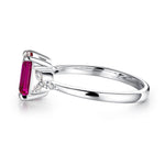 2 CT. Petite Emerald Cut Lab Grown Ruby Gemstone Ring - MSBLUE Jewelry