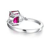 2 CT. Petite Emerald Cut Lab Grown Ruby Gemstone Ring - MSBLUE Jewelry