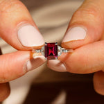 2 CT. Petite Emerald Cut Lab Grown Ruby Gemstone Ring - MSBLUE Jewelry