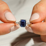 2 CT. Petite Emerald Cut Lab Grown Sapphire Gemstone Ring