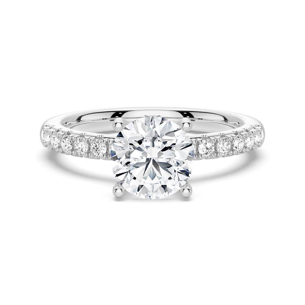 1.5 CT. Round-Shaped Pavé Band Moissanite Engagement Ring - MSBLUE Jewelry