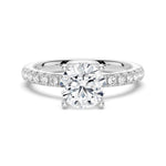 1.5 CT. Round-Shaped Pavé Band Moissanite Engagement Ring - MSBLUE Jewelry