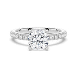 1.5 CT. Round-Shaped Pavé Band Moissanite Engagement Ring - MSBLUE Jewelry