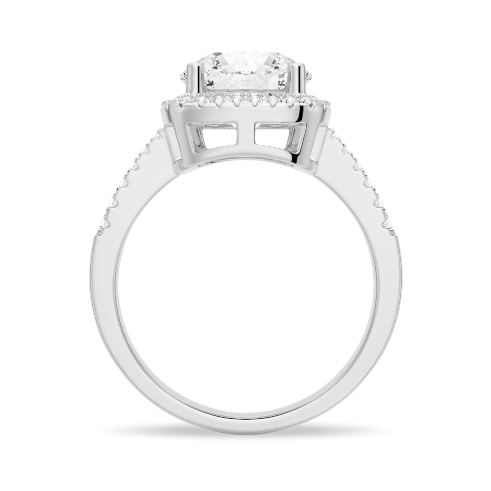3 CT. Four Prongs Pavé Halo Moissanite Engagement Ring