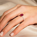 2 CT. Petite Trellis Lab Grown Ruby Gemstone Ring