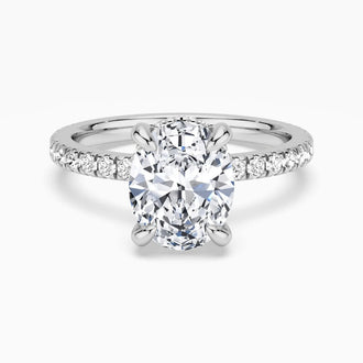 Micropavé Oval Moissanite Engagement Ring With Hidden Halo