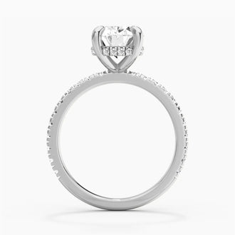 Micropavé Oval Moissanite Engagement Ring With Hidden Halo
