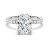 3 CT. Micropavé Oval Moissanite Engagement Ring With Hidden Halo