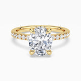 Micropavé Oval Moissanite Engagement Ring With Hidden Halo