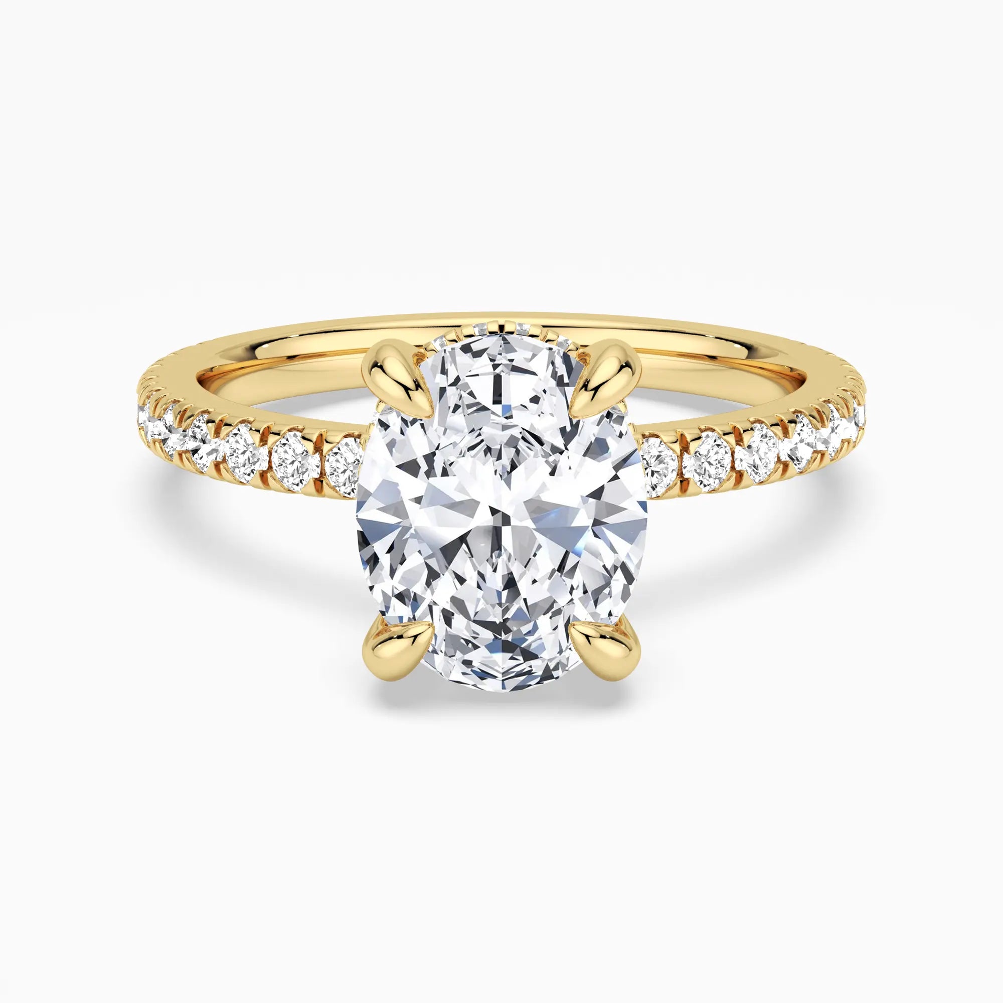 Micropavé Oval Moissanite Engagement Ring With Hidden Halo