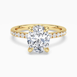 Micropavé Oval Moissanite Engagement Ring With Hidden Halo