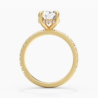 Micropavé Oval Moissanite Engagement Ring With Hidden Halo